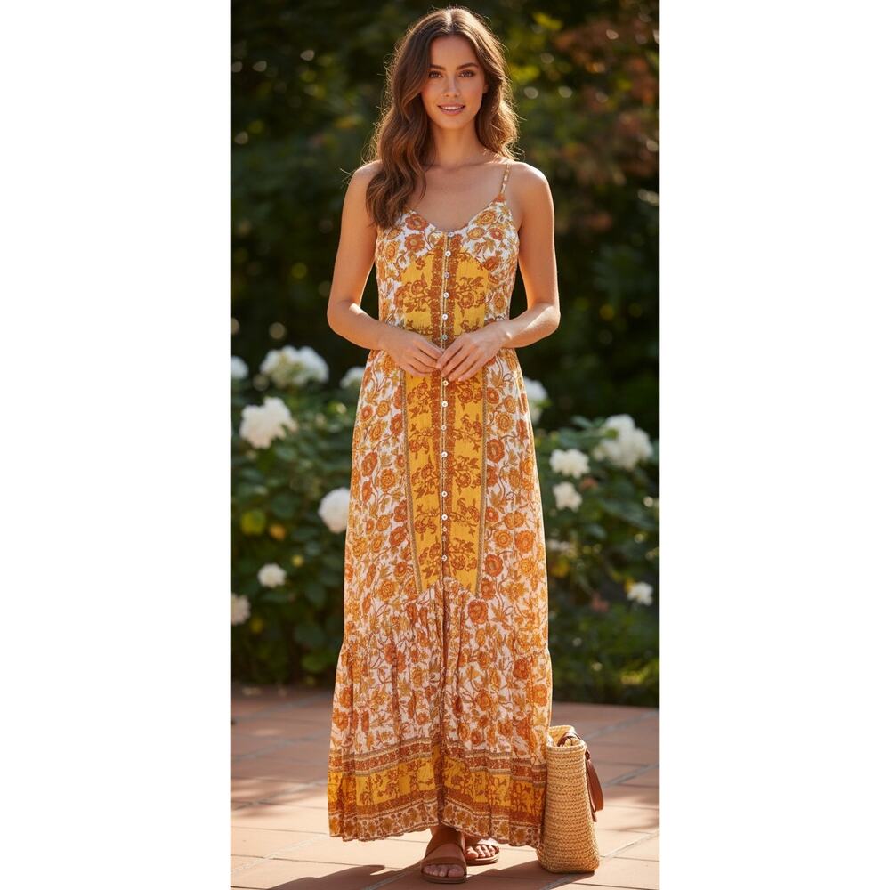 Qed London Meadow Profile Floral Maxi Dress Size US 10